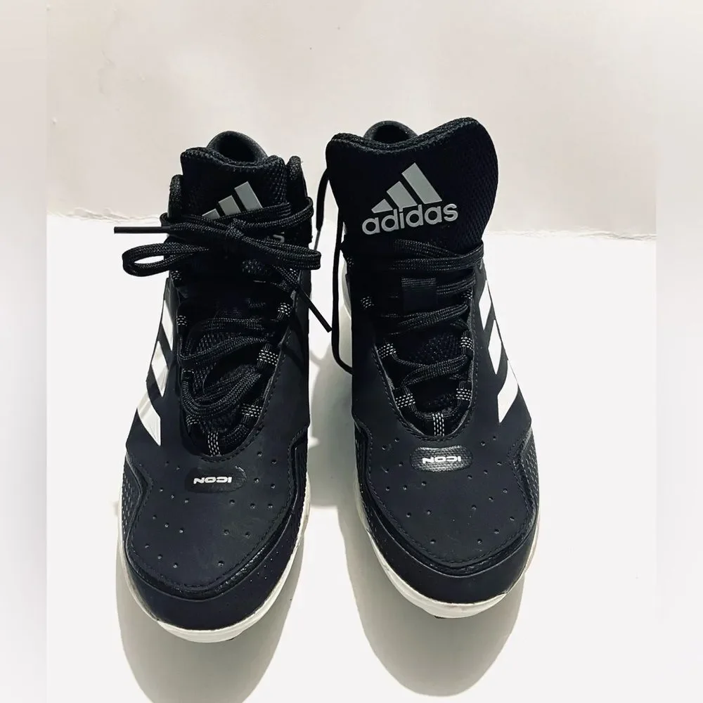 Adidas ICON basketball shoes metal clits black unisex sports men’s 6.5